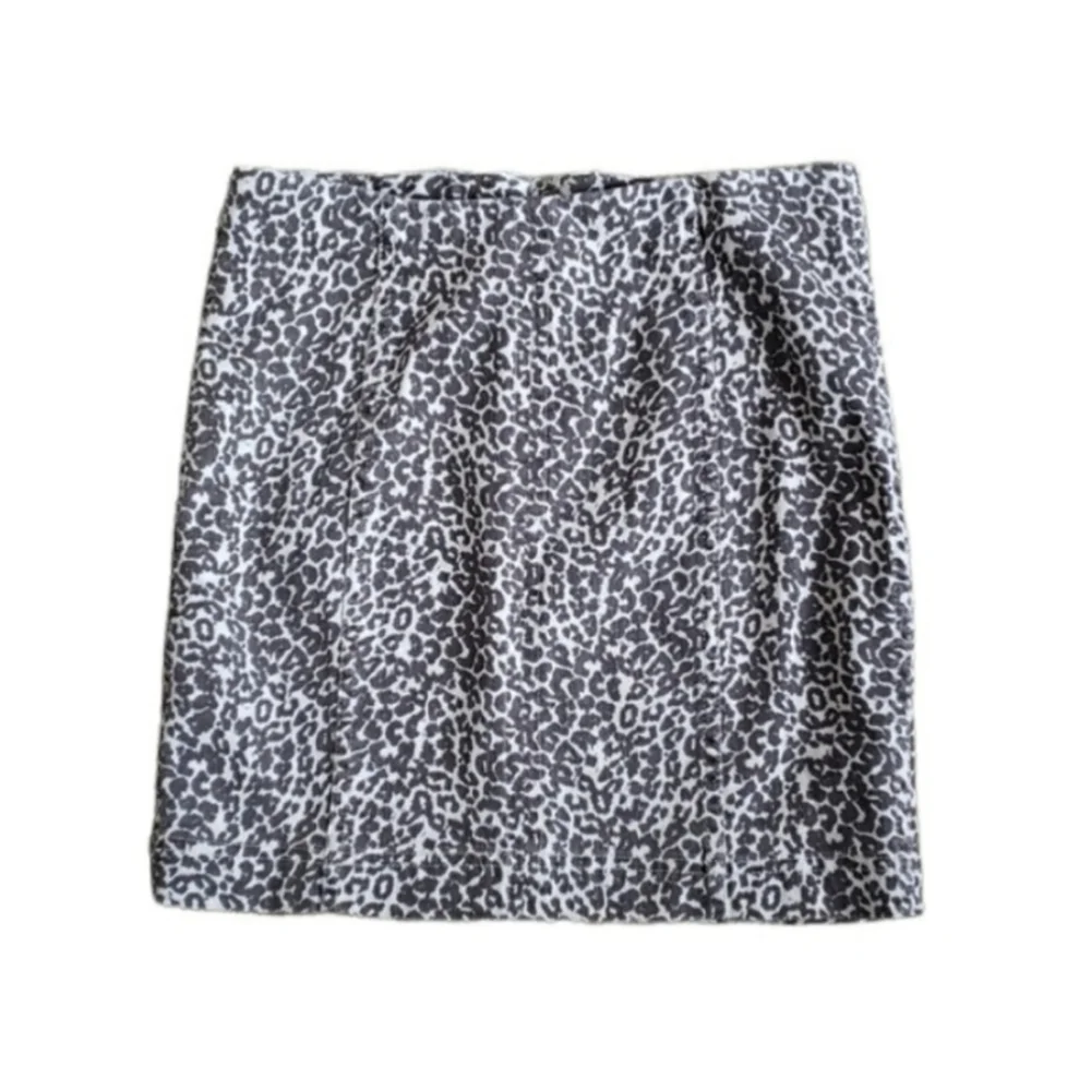 Revolve Free People Modern Femme Novelty Leopard Print Denim Mini Skirt - Picture 2 of 7
